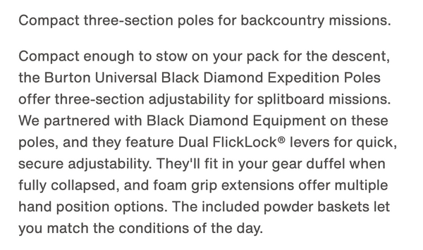 Burton x Black Diamond Universal Expedition Splitboarding Poles